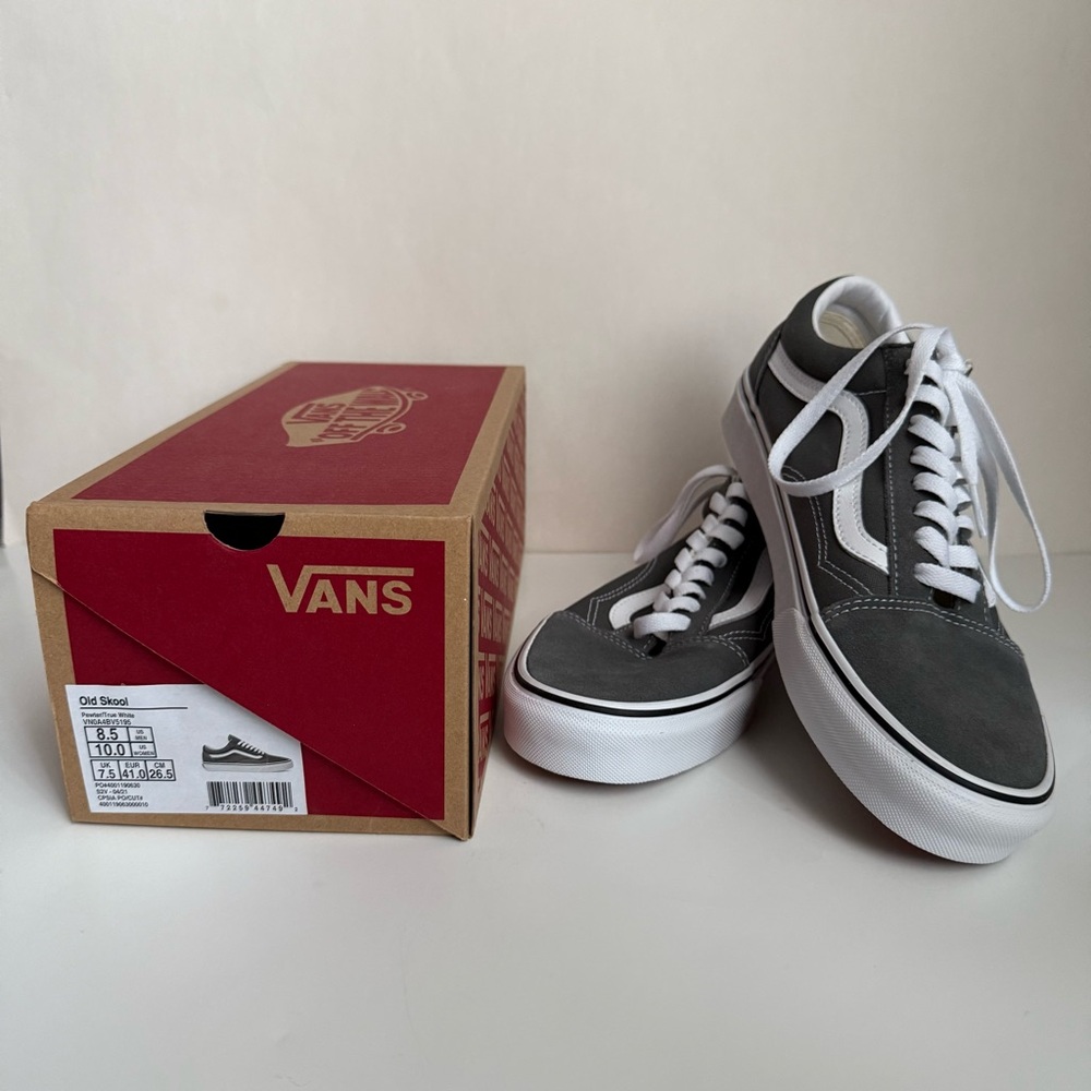 NIB Vans Old Skool Gray Pewter/True White Shoes - Size 8 Men’s